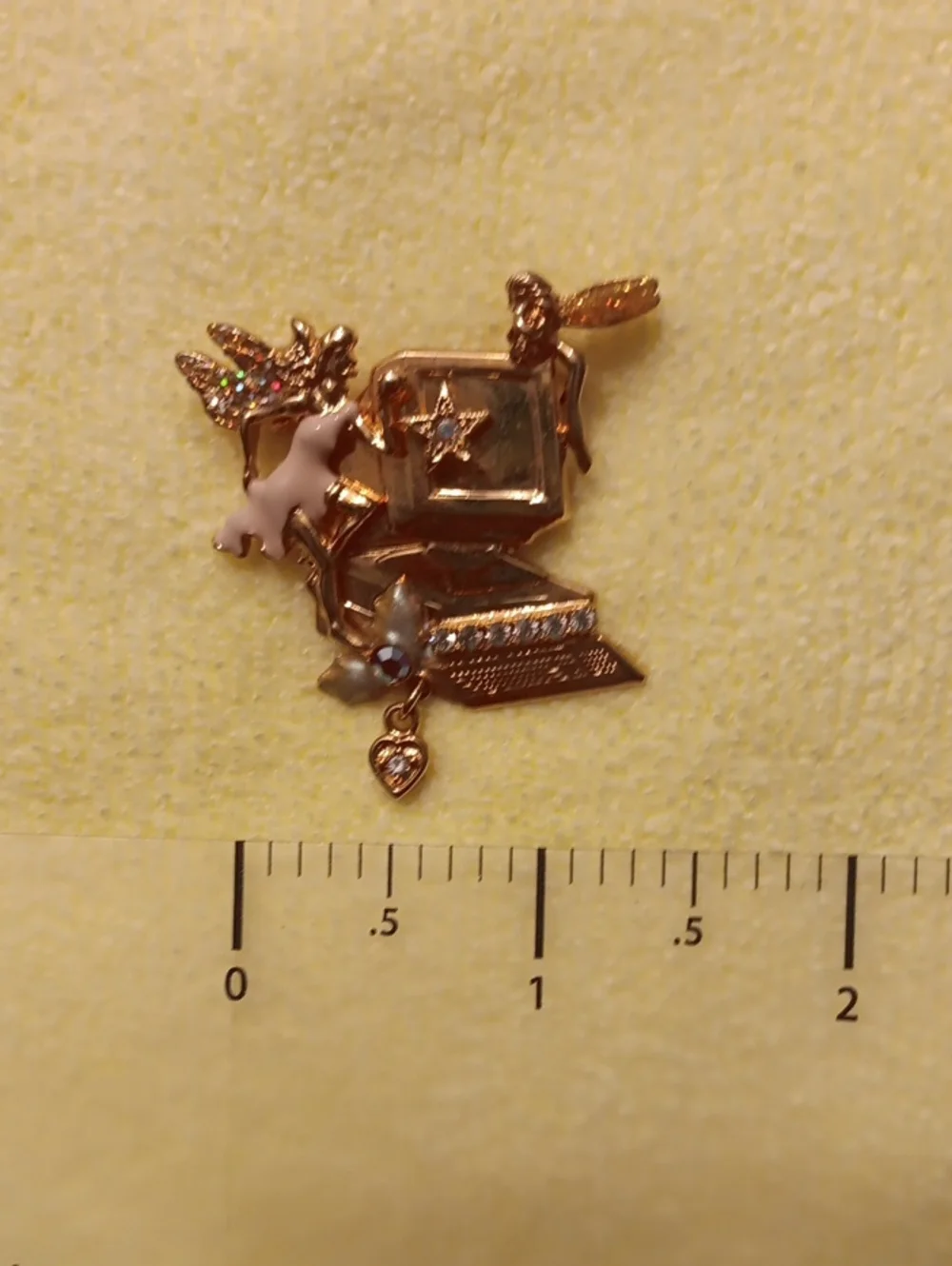 Kirk's Folly Angel  Gold-Tone Decorative Fairy Computer Brooch with Heart Charm